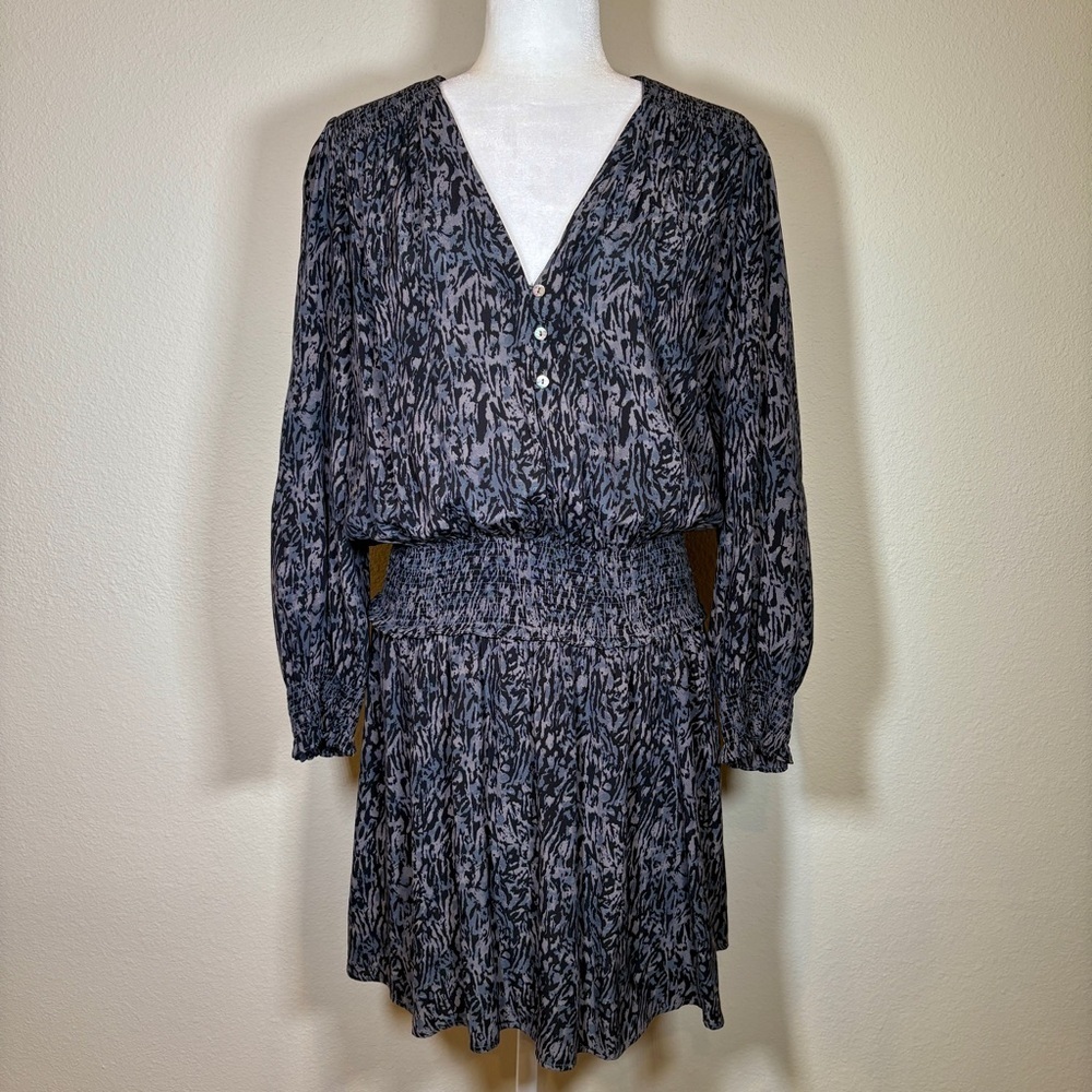Rails Zana Black and Gray Long Sleeve Dress with Smocked Waist Size XL - Picture 3 of 10